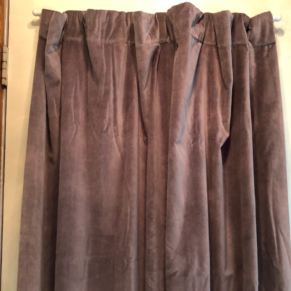 Pair of 100% Cotton Grey Velvet Curtains